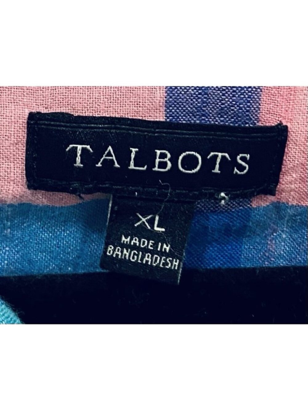 Talbots Top Womens XL Plaid Madras Cotton Button Up Long Sleeve Preppy Beachy - Picture 5 of 7